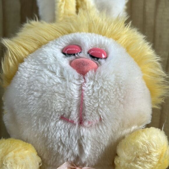 Yellow White Sleepy Bunny Rabbit Plush 11” Stuffed Animal - Picture 3 of 7